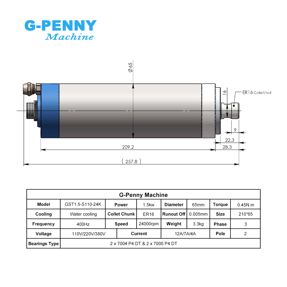 Комплект шпинделя G-Penny CNC  – обзор и цена Cnc Spindle Motor